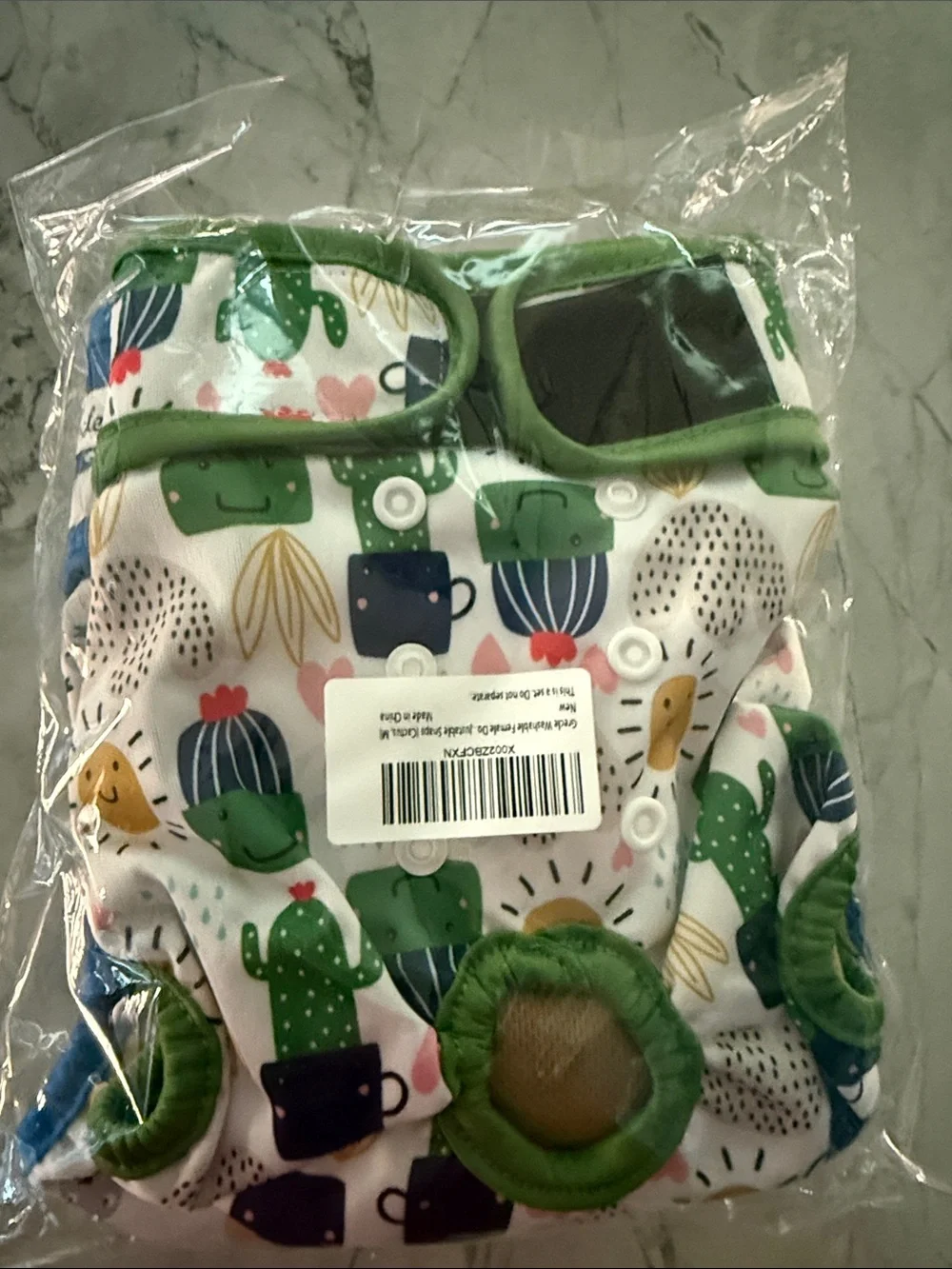 Set of 3 Printed Reusable Dog Diapers — Blue, Green, Teal Accents